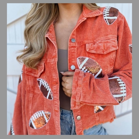 Corduroy Jacket with Sequin Footballs - Picture 3 of 12